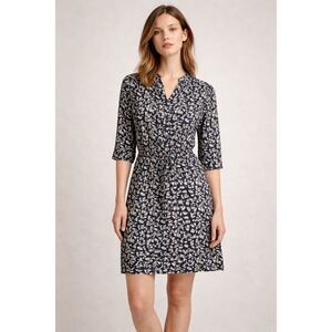 H&M Small Navy Geometric Print Drawstring Waist Dress